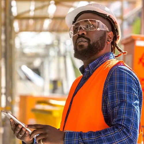 Man in a hi viz and hardhat