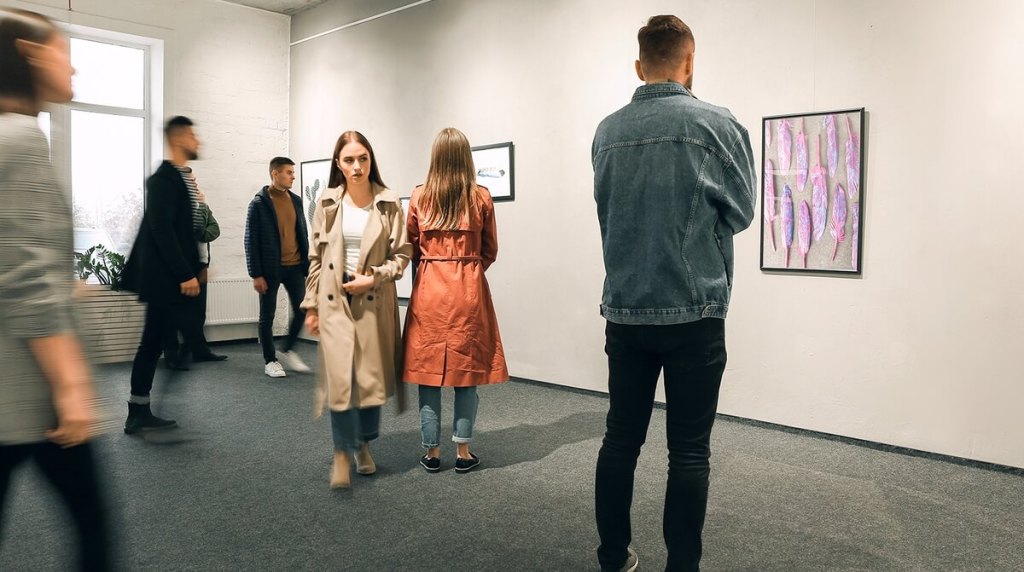 People looking around an art gallery