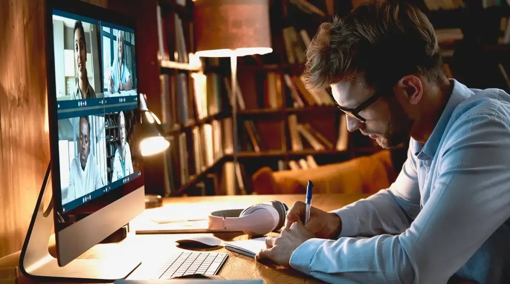A man working in his home office