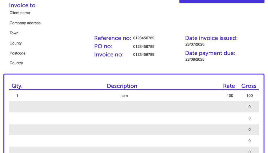 Invoice example