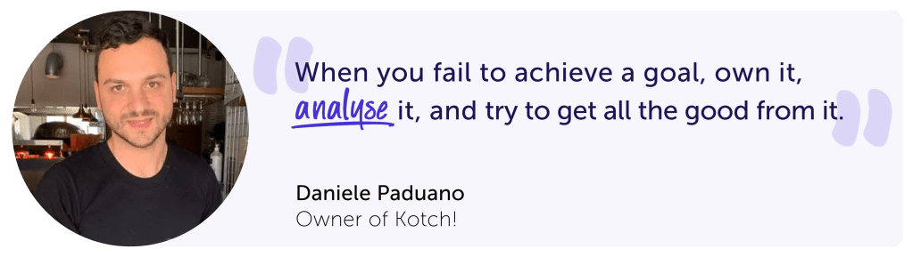 A quote from a small business owner about setting business goals